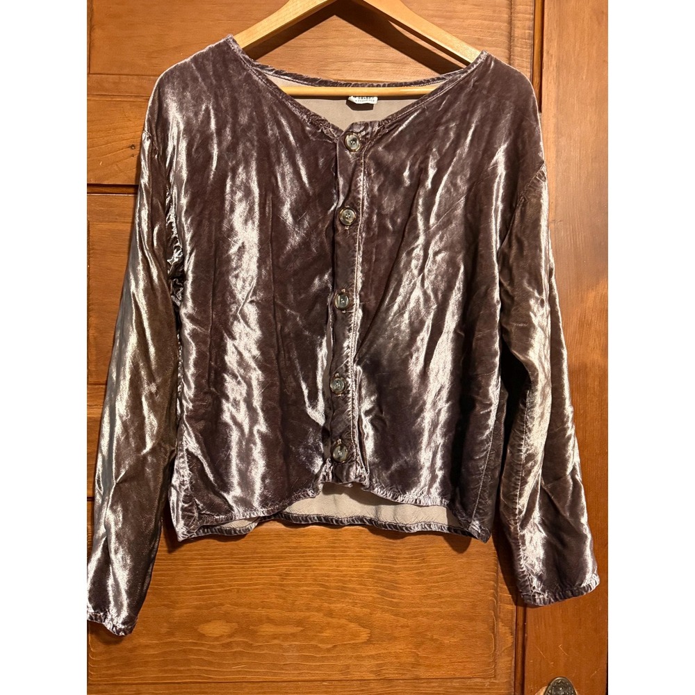 CP Shades San Francisco Velvet Blouse Dusty Purple Women's Medium, 90's Vintage